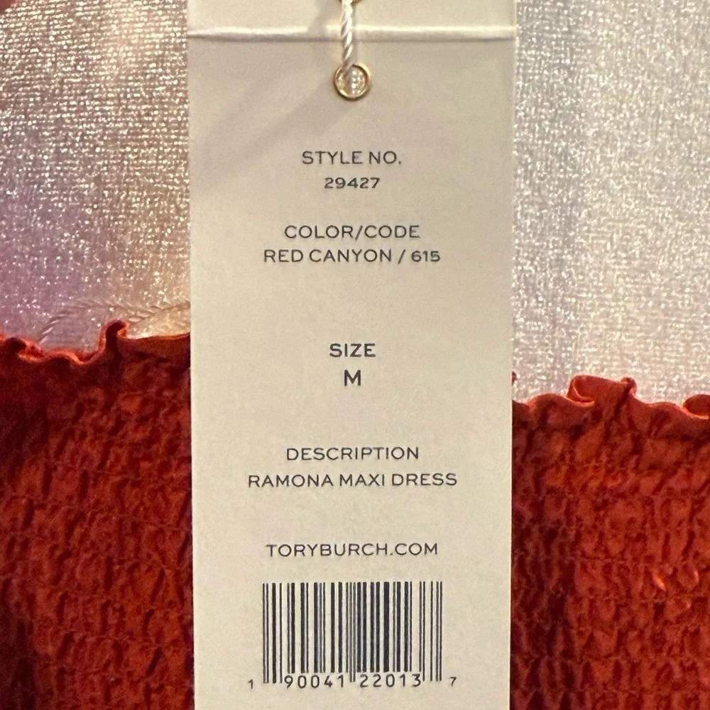 NWT Tory Burch Ramona Silk‎ Off The Shoulder Maxi Dress Red Canyon Size M
